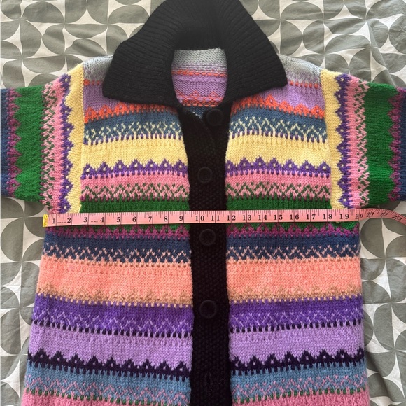Vintage handmade sweater coat rainbow L - Picture 11 of 13